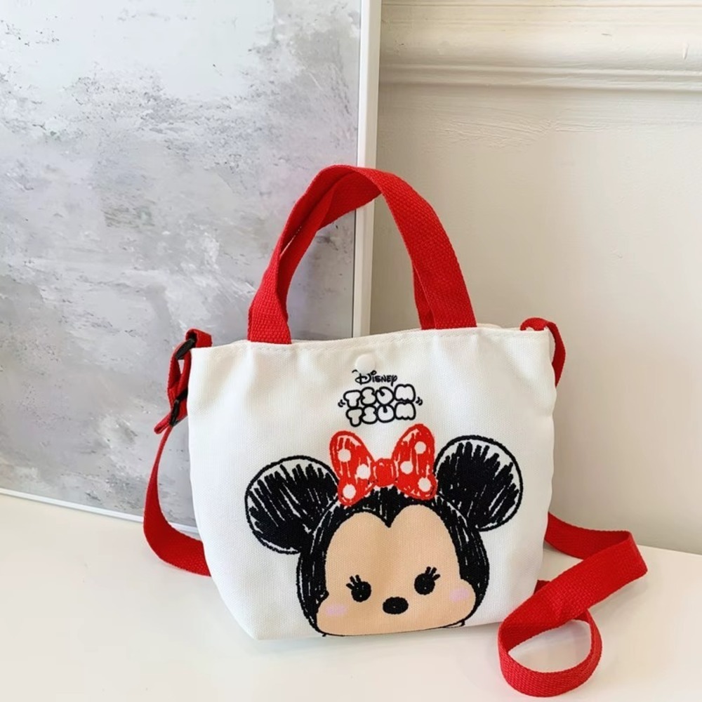Kids White Tsum Tsum Minnie Mouse Character Mini Tote Bag Red‎ Stra